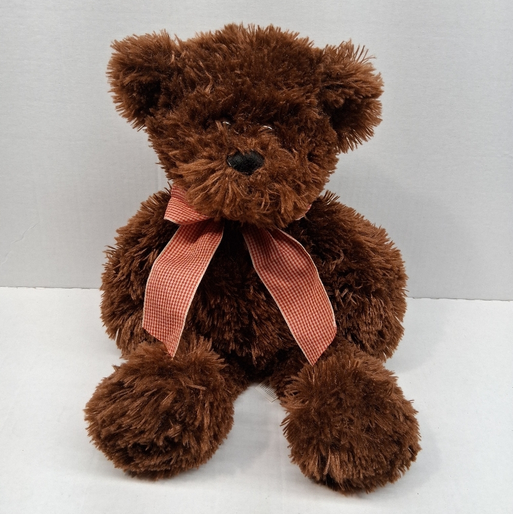 Animal Alley Brown Teddy Bear Floppy Shaggy Plush Red Bow Toys R Us 15 Inch